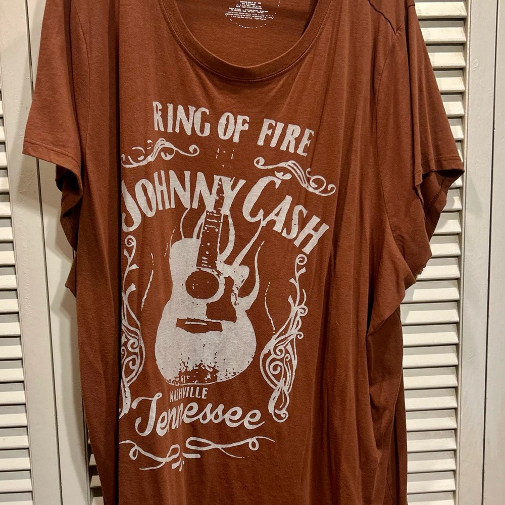 Torrid Brown Oversized Johnny Cash Graphic Tee Size 6